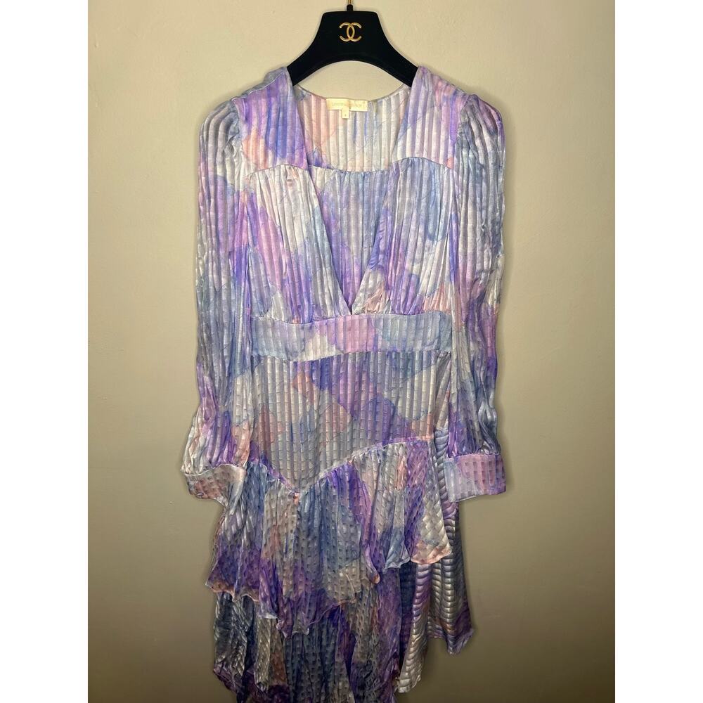 LoveShackFancy Meridian Dress In Raindrop Silk Tiered Midi Dress Size 6
